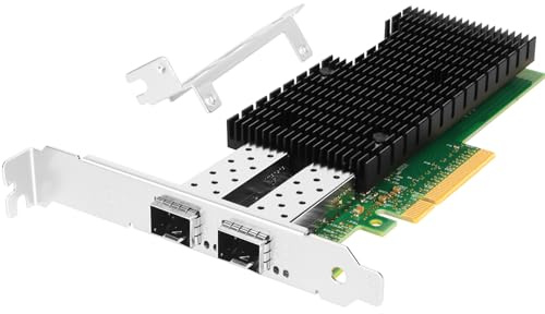 Euqvos PCIe Tarjeta de Red Ethernet para Intel XXV710-DA2 XXV710BM2 Chipset PCIe 3.0 X8 25Gb Dual Port SFP28 LAN Tarjeta Compatible con Windows Server/Windows/Linux/VMware/ESX