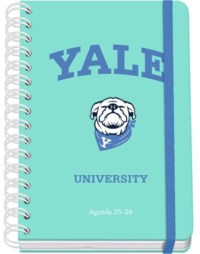 Dohe - Agenda Scolaire 2025 2026 - Semainier, Taille A5 (15x21 cm), Espagnol et Anglais, Fermeture à Spirale Double et Élastique, Couverture Rigide, 4 Pages d'Autocollants - Yale University Dog