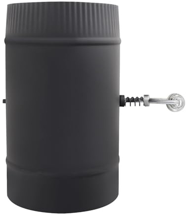 Tubo stufa con valvola a farfalla per canna fumaria camino manicotto serrandola per stufa a legna regolatore tiraggio per tubo fumi manuale chiusura rotante disco forno a legna (135mm)