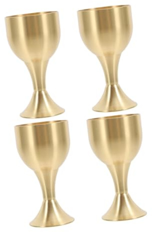 OFFSCH Lot De 4 Coupes À Vin En Calice : Coupes Romaines Médiévales Dorées, Coupes De Communion À Pied Haut Pour Cérémonies Religieuses, Soirées À Thème Rassemblements De Luxe.