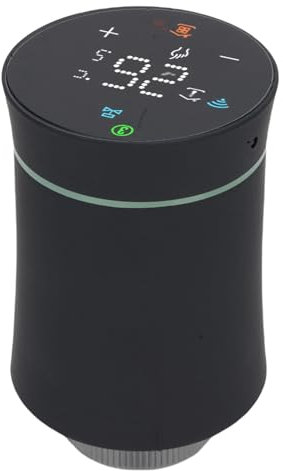 Spacnana Smart Programmierbares Thermostat -Kühlerventil mit App- und Sprachregelung, LCD -Anzeige -Thermostatventil mit Einstellbarer Weiterwandtemperatur (Black)
