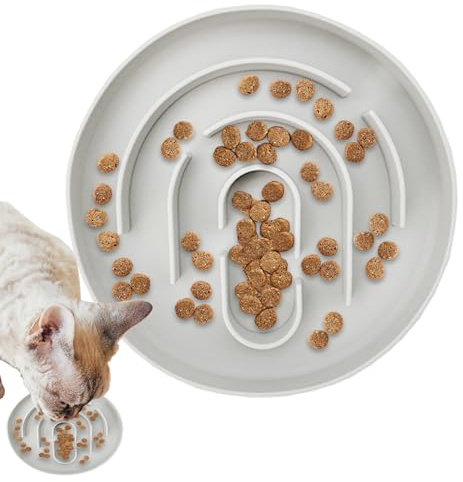 Celuicion Katzennapf Zur Verlangsamten Fütterung - Trockenfutter Futternapf Zur Beruhigten Nahrungsaufnahme,Rutschfester Silikon Napf Mit Labyrinth-Design Für Gesunde Ernährung Innen & Außen
