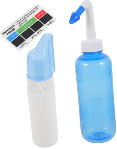 Hemobllo Botella Irrigadora Nasal Profesional Kit de Limpieza de Cavidad Nasal para Adultos y Incluye Botella Redonda Termómetro y Aerosol para Cuidado Nariz