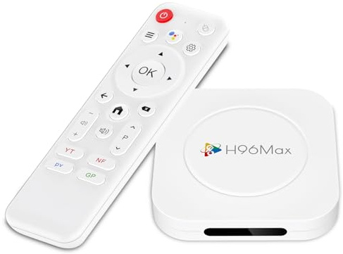 LEFFOT Android TV Box 2025, 4GB RAM 32GB ROM, M1 Plus 4K Ultra HD Smart TVBox, TV-Box Android con Control de Voz, 2.4G y 5G WiFi 6, BT 5.4, Rockchip RK3528 Quad Core Arm A53