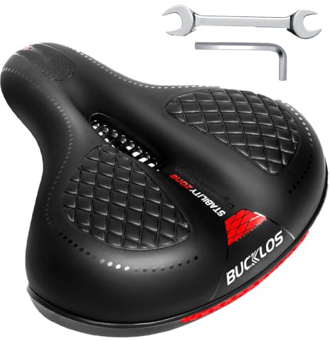 AEYINO Mountain Bike Seat,Wide Bicycle Saddle for Men Women,Comfortable Waterproof Memory Foam Padded Seats Fit with Dual Shock-Absorbing Balls for MTB or Road bike