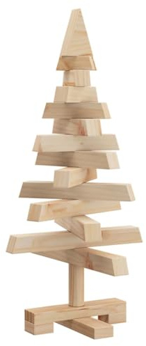 vidaXL Árboles de Navidad Natural 60 cm Madera Maciza de Pino, Sala Moderna, Árbol de Navidad Falso, Decoración Festiva, Ramas Ajustables, Madera de Pino Minimalista
