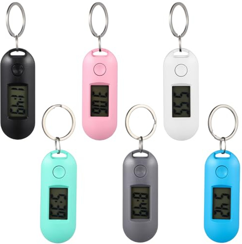 Didiseaon Lot de 6 montres porte-clés numériques portables silencieuses avec écran LCD lumineux pour étudiant, examen, étude, avec clip