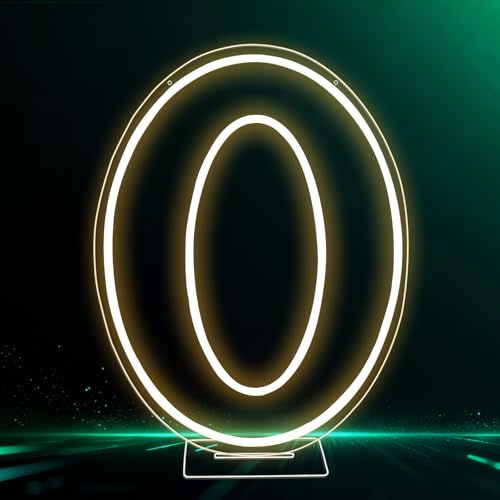 Pannello luminoso LED al neon a forma di numero 1, 30 cm, alimentazione USB, sfondo per festa di compleanno, matrimonio, decorazione d'interni (numero 0)