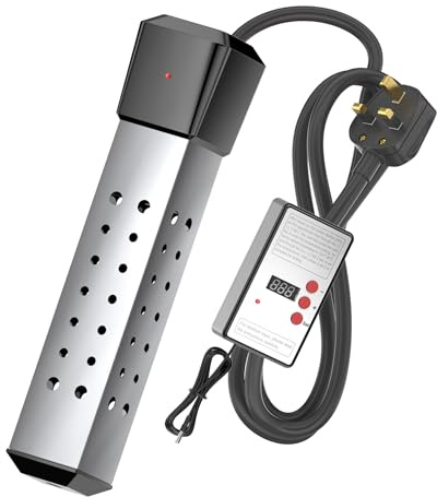 2500 W Water Heater, Portable Electric Water Heater with 304 Stainless Steel Lid and Thermostat, Automatic Shut-Off