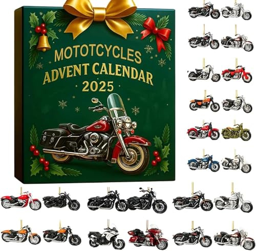 Mototcycles Adventskalender 2025, 24 Tage Countdown bis Weihnachtsgeschenke, Lustiger Har-Ley Adventskalender für Männer Junge Mototcycles Liebhaber (mt)