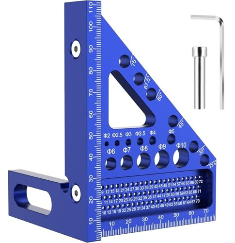 Advokingtap 3D Multi Angle Measuring Ruler, 22.5-90 Degree Aluminum Alloy Woodworking Square Protractor, Miter Triangle Ruler Layout Measuring Tool Layout Scriber For Engineer