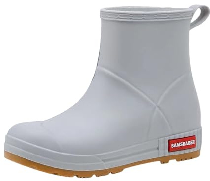 Regnskor dam bekväma, gummistövlar dam korta vattentäta regnstövlar halkfria gummistövletter fashionabla slip-stövlar platta arbetsskor andas regnstövlar enfärgade, trädgårdsskor, GRÅ, 40 EU