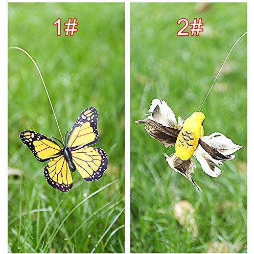 SIXRUN Papillons Flottants Vifs à énergie Solaire et Décoration de Jardin D'oiseaux Colibris Volants, Facile à Utiliser, Parfait pour les Plantes en Pot et les Rues, Plastiques + Matériau PPC (oiseau)