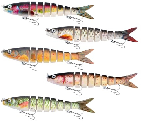 MENUY 5 Stück Hecht Köder Swimbait Hecht Kunstköder Wobbler für Süßwasser und Salzwasser Geeignet für Barrakudas Wolfsbarsche und Streifenbarsche Geschenke für Angler