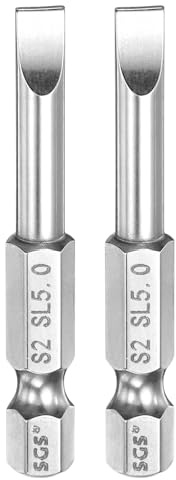 QUARKZMAN 2Pcs Embouts De Tournevis À Fente SL5 5mm Magnétique Acier S2 | Pointe Plate Queue Hexagonale 1/4, Longueur 50mm (2), Pour Outils Industriels, Embouts De Tournevis
