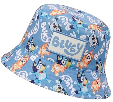 Bluey Hatt, Bingo och Muffin Bucket Hat för Pojkar, Barnkeps för Sommaren, Blå, One Size