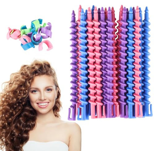 100 st spiralstänger för permanent, värmefria hårlockspön och permanenta våglockare kit för långt hår, plaststyling locktång, slumpmässiga färger, för anpassade frisyrer