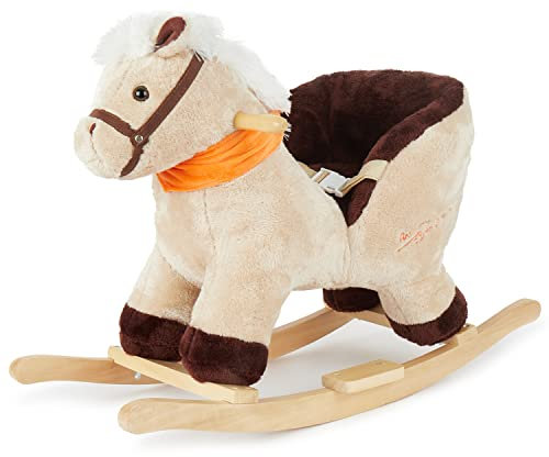 Bieco Plüsch Schaukeltier Pferd 73,5x33,5x53cm | Schaukelpferd für Babys ab 1 Jahr | Kinderschaukel Indoor | Baby Wippe & Schaukel | Schaukelpferd ab 9 Monate