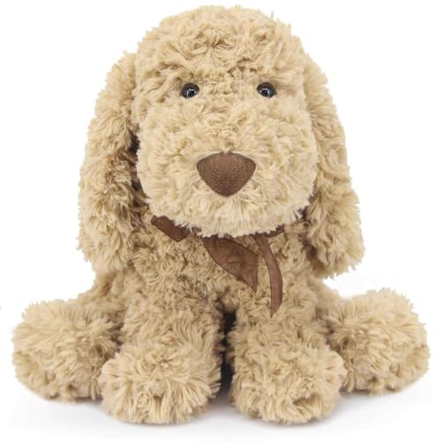 WEIGEDU Peluche Caniche Chiot Goldendoodle Adorable Chien Labradoodle, pour Enfants, garçons et Filles, Cadeau d'anniversaire, de Pâques, pour Chambre d'enfant, 30 cm