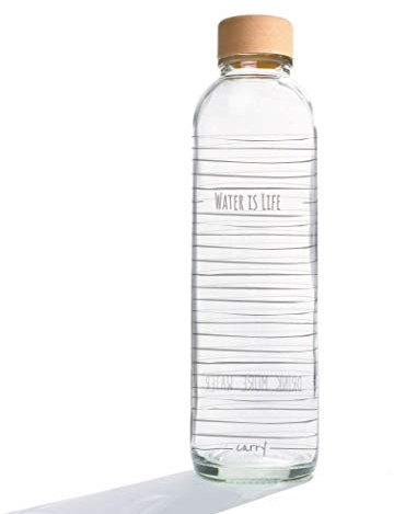 Carry Carrybottles Glastrinkflasche 0,7l (Water Is Life)| Sportflasche, Wasserflasche | BPA-frei, auslaufsicher & kohlensäuregeeignet | Made in Germany