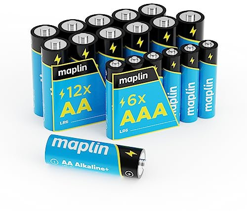 Maplin 12x AA LR6 / 6x AAA LR03 1.5V Alkaline Batteries (Triple A) 7 Year Shelf Life High Performance