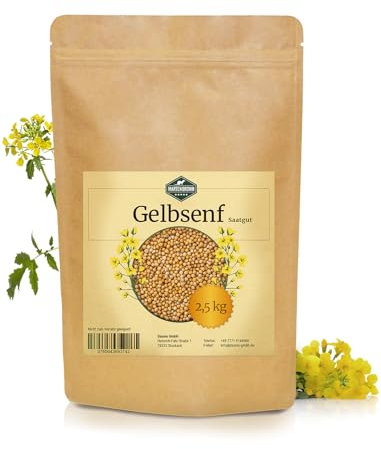 Martenbrown® 2,5kg Gelbsenf Ganze Körner - Weiße Senfsaat zur Gründüngung | Hochwertiges Saatgut für Bodenverbesserung & Nützlingsförderung | Natürlich, Glutenfrei & Umweltfreundlich