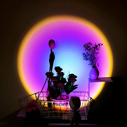 JAWSEU Sunset Lamp Light Projector, Led Robot Sun Sunset Rainbow Projector Atmosphere Light Lamp, 360 Degree Rotating, Romantic Light for Bedroom Livingroom