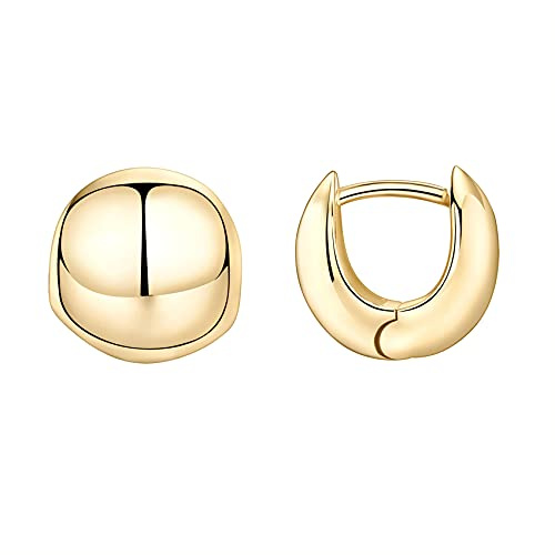 PAVOI 14K Yellow Gold Plated 925 Sterling Silver Post Ball Huggie Earrings for Women - Small Huggie Hoop Earrings