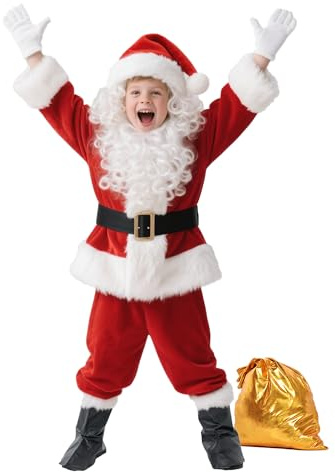 UDYR Kids Santa Costume - Santa Claus Suit for Child Boy Deluxe Santa Outfit for Christmas Halloween Parties&Events (Small)
