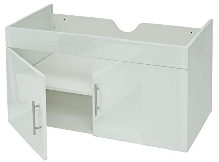 Mendler Waschbeckenunterschrank HWC-D16, Waschtischunterschrank Waschtisch Unterschrank Badmöbel, FSC® Hochglanz 90cm - weiß