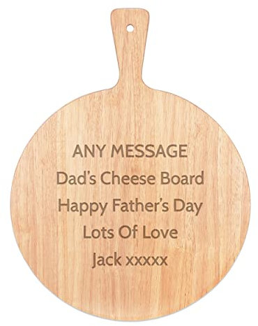 Personalizado Cualquier Mensaje 5 Líneas Tabla de Quesos Paleta Bandeja Mango Redondo de Madera 45x34cm