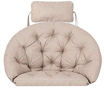 Hängesessel Kissen, Polster, Auflage für Polyrattan & Rattan Hängeschaukel, Sitzauflage für Hängekorb mit Rückenkissen - Beige