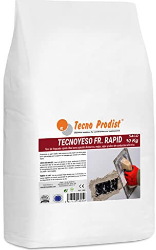 TECNO YESO RAPID de Tecno Prodist (SACO 10 Kg) Yeso de fraguado rápido. Ideal para sujeción de marcos, reglas, cajas y tubos de conducción eléctrica