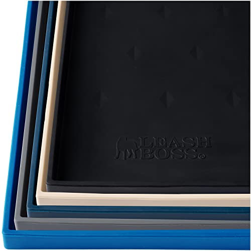 Leashboss Splash Mat | Small | Dog Food Mat with Tall Lip, Small Dog Bowl Mat for Food and Water or Fountain, Non Slip Waterproof Silicone Pet Food Mat for Dogs and Cats (S - 46 x 28 cm, Black)