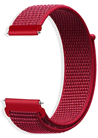 CeiBand Armband für 20MM 22MM 18MM, Nylon Uhrenarmbänder, Ersatzband mit klettverschluss, Verstellbares Uhrband für Herren und Damen - Rot
