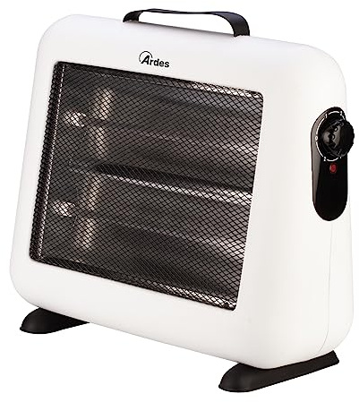 ARDES TWENTYFOUR AR444 Stufa elettrica al quarzo 800 W con 2 livelli | maniglia in pelle e copertura 25 m³, termoventilatore a basso consumo per uso domestico
