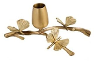 HEXEH Kerzenhalterhalter Metall-Messing-Kerzenständer, Goldener Ginkgo-Blatt, europäischer Stil, antiker Tisch, Kunsthandwerk, Heimdekoration Kandelaber (Color : Small)