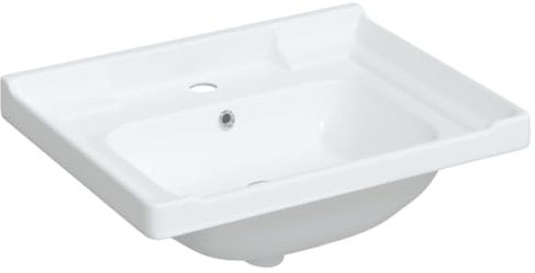 vidaXL Évier de Salle de Bain, Lavabo avec Trou de Trop-Plein, Lave-Mains, Vasque à Poser Toilette Salle d'eau Maison, Blanc 61x48x23 cm Rectangulaire Céramique