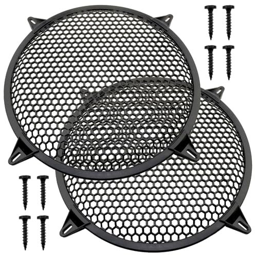 Lovelysp-Cubierta de altavoz de 8 pulgadas, rejilla de malla de metal negro, cubierta de rejilla de altavoz, accesorios de audio circulares decorativos con tornillos de montaje, 2 unidades