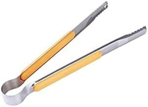 WIPPWER Cuisson, Pince à Nourriture en Acier Inoxydable Cuisine en Plastique antidérapant Pince de Cuisson Pince BBQ Outils à Salade Pinces(Yellow)