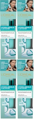 L'Oréal Paris Feuchtigkeitsfluid, Hydra Genius Aloe Water, Hydratation und Frische, Für normale Haut bis Mischhaut, Mit Aloe Water und Hyaluronsäure, 70ml (Packung mit 4)