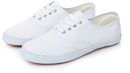 Sneakers Damen Weiß - Canvas Sneaker Damen - Low Top Halbschuhe Leicht Stoff Schuhe Atmungsaktive Bequeme Segeltuchschuhe Freizeitschuhe Laufschuhe Turnschuhe Wanderschuhe Sportschuhe Gr.37-42