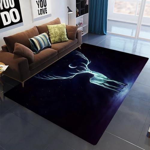 Kind Teppich 80 X 120 Cm / 31.5 X 47.2, Schlafzimmer Teppich, 3D Teppiche Wohnzimmer Teppiche Weich Rutschfest Teppich Für Wohnzimmer Schlafzimmer Bettvorleger Weihnachtsmann-Elch-Puppe -0F5U6D9F0E1