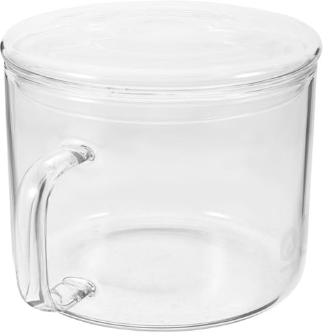 MAGICLULU 13cm Heat Resistant Glass Cooking Bowl Side Handle and Lid, Microwave and Oven Safe Stew and Soup Bowl for Home Kitchen Use