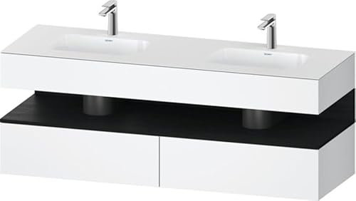 Duravit Qatego lavabo encastré avec meuble sous-lavabo en console, 1600x550x600mm, niche chêne noir, lavabo double, QA4797016180000, Couleur: blanc