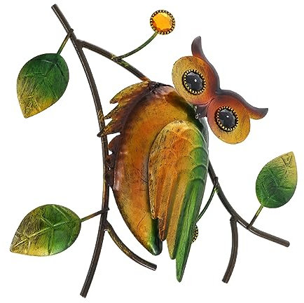 Levemolo Eulen Wanddekoration Eisen Kunst Eulenskulptur Wohnraum Deko Innen Außen Lebensecht Farbenfroh