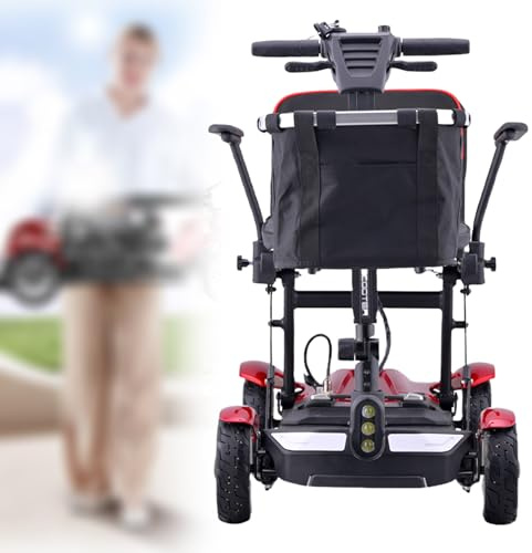 FANGZHL 4-Rad-Mobilitätsroller,Leichter Reisemobilitätsroller,Faltbare Mobilitätsroller,Tragbarer Reiseroller,Aluminiumlegierung,Mit Batterie,Tragkraft 130 Kg,Für Ältere Menschen 20ah