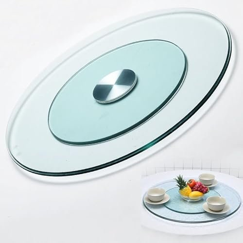Lazy Susan Plateau tournant en verre pour table de salle à manger 81,3 cm Grand plateau de service rond avec fonction pivotante Plateau de présentation transparent