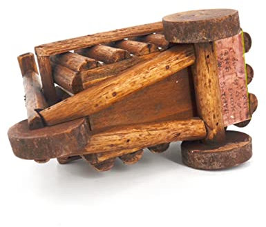 Veemoon Wooden Cart Flower Pot Small Decorative Wheelbarrow Planter for Indoor Garden Home Decor 23x12x18cm Brown Ornamental Potted Plant Display