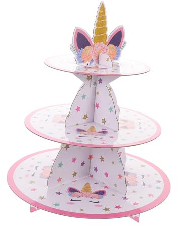 POPETPOP Unicorn Birthday Decorations Cake Stand Dome Lid Party Cupcake Stand Set European Style for Events